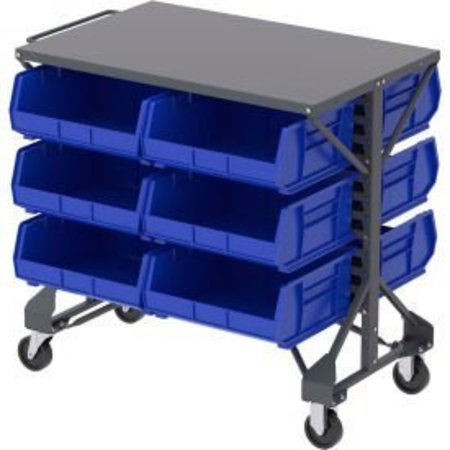 AKRO-MILS Akro-Mills Shelf-Top Bin Cart - 38-1/2 x24x36-1/2" - (12) 16-1/2 x14-3/4 x7" Bins - Blue B2065792
